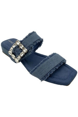 Anne Klein Women's Lillie-C Sandals Denim/Raffia - Medium